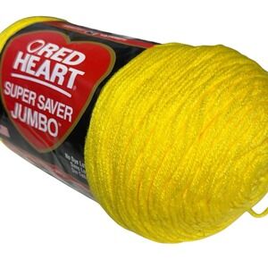 VTG Red Heart Super Saver Yarn BRIGHT YELLOW 0324 Acrylic 14 oz Jumbo NO DYE LOT